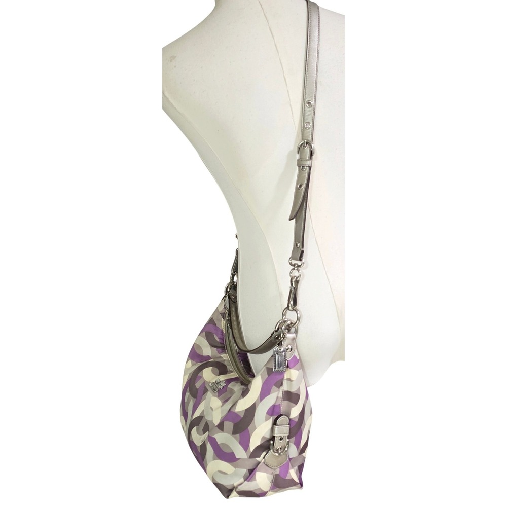 Coach Poppy Madison Shoulder Bag Womens Medium Purple Silver 14291 - Picture 9 of 16
